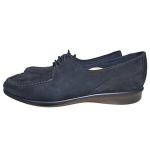 SAS Womens Black Suede Lace Up Oxford Moc Comfort Shoes Size 9 M Aetrex Insert
